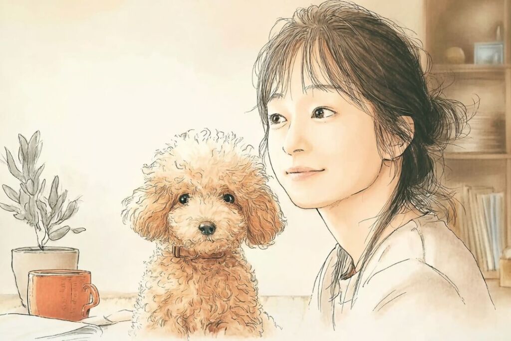 小さなティーカッププードルに愛情を注ぐ